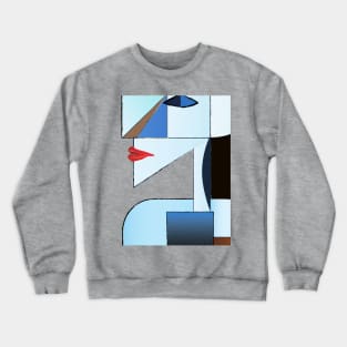 Woman Warrior Abstract Cubist Art Crewneck Sweatshirt